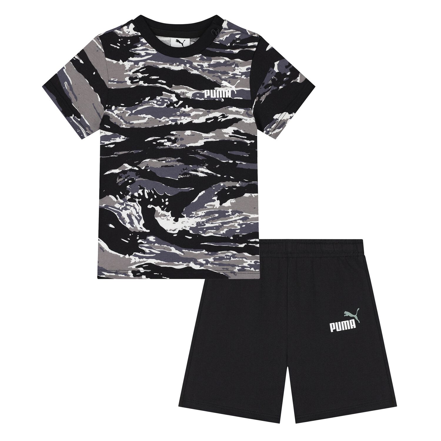 Younger Boys Black Logo Shorts Set, 1, hi-res image number null