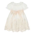 Baby Girls White Floral Embroidered Dress, 1, hi-res