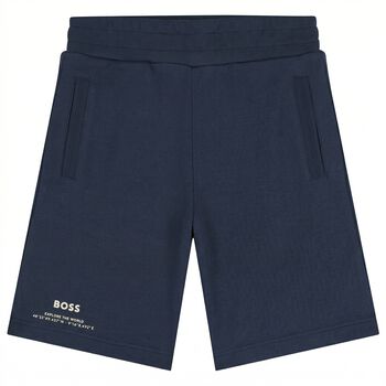 Boys Navy Blue Logo Shorts