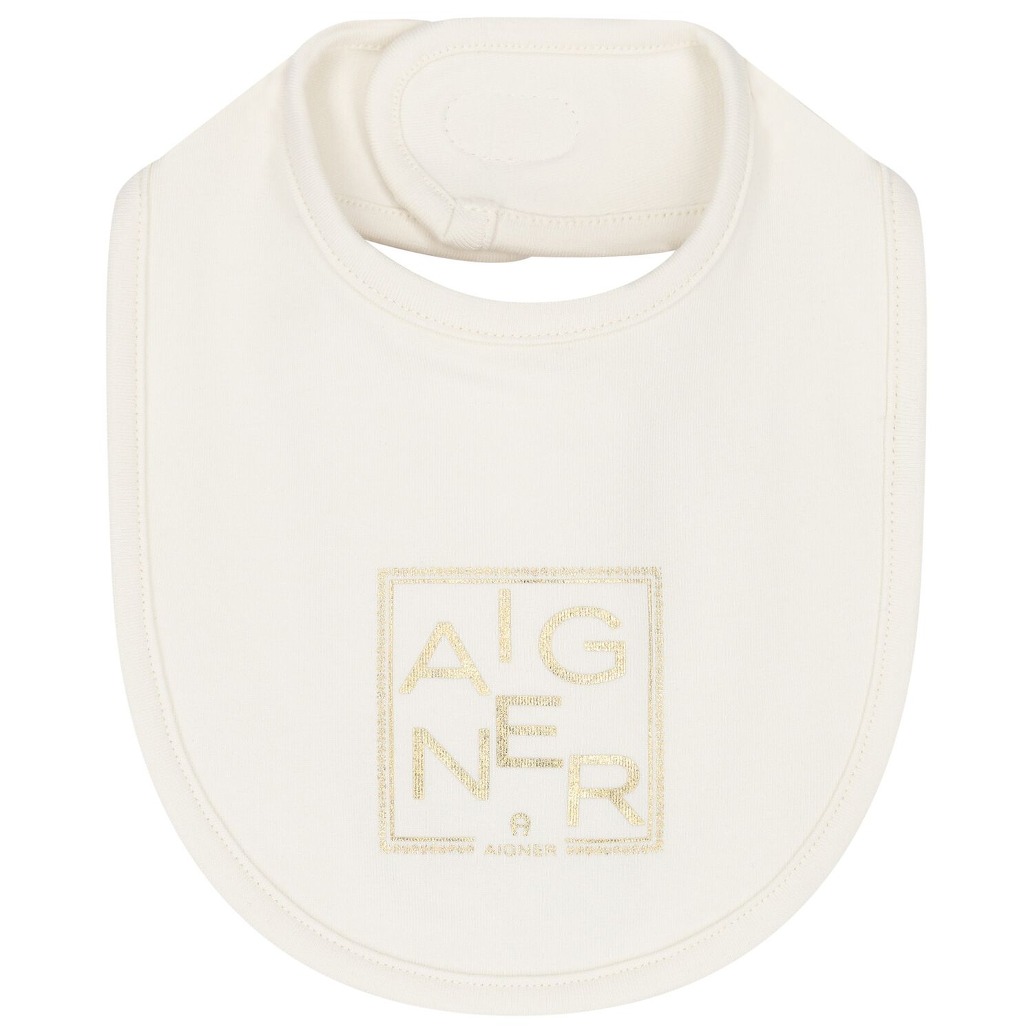 Ivory & Gold Logo Baby Bib, 1, hi-res