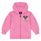 Girls Pink Minnie Mouse Hooded Zip Up Top, 1, hi-res