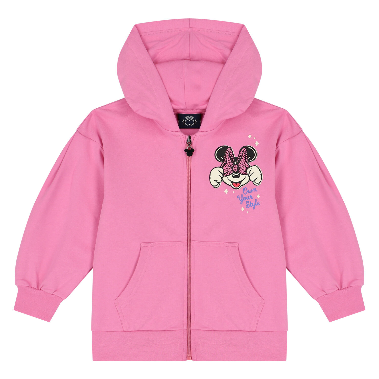 Girls Pink Minnie Mouse Hooded Zip Up Top, 1, hi-res image number null
