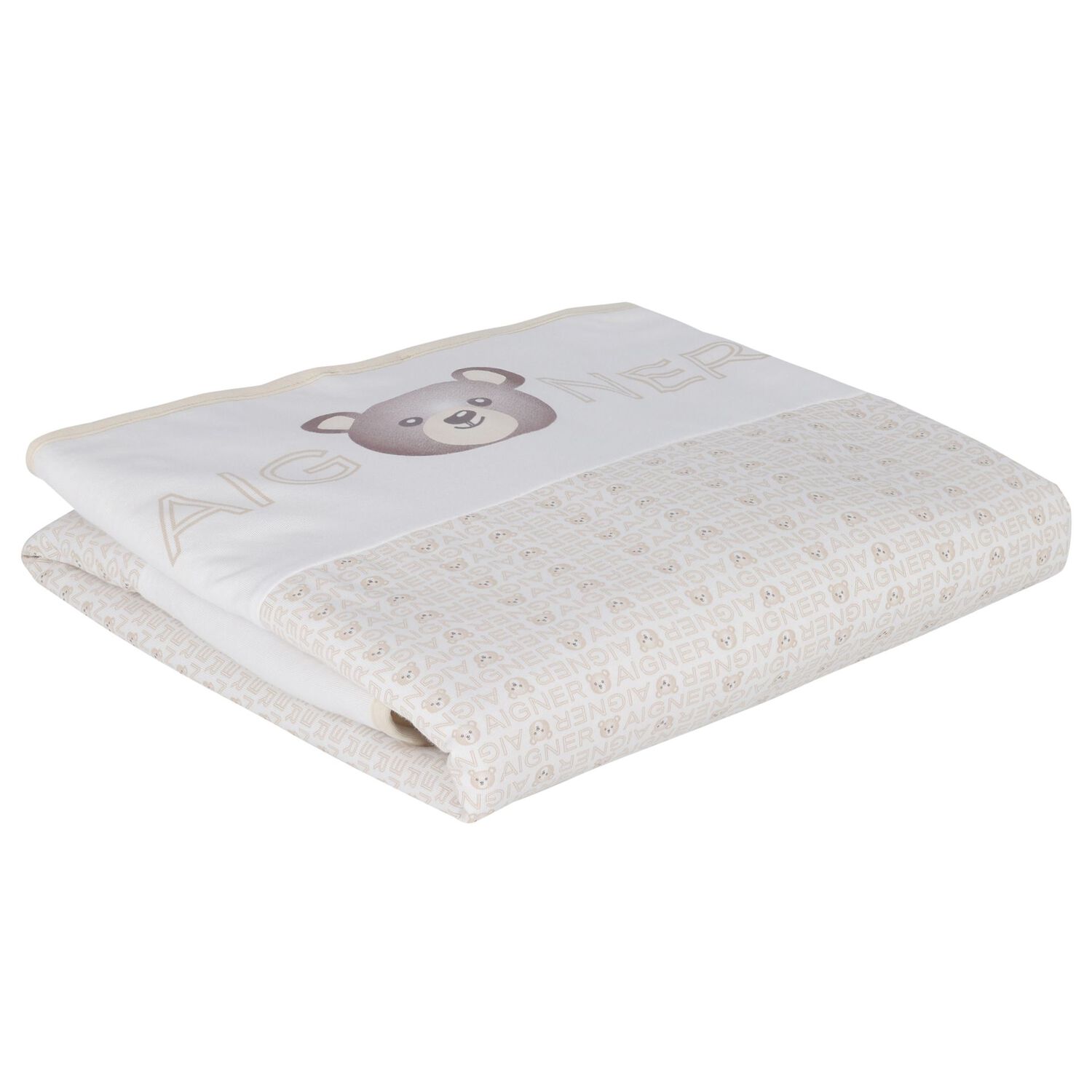 White & Beige Teddy Bear Baby Blanket, 1, hi-res