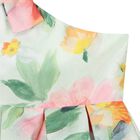 Girls Green Floral Pleated Dress, 1, hi-res