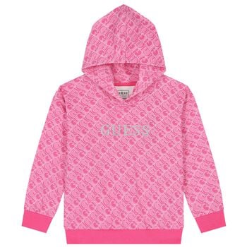 Girls Pink Logo Hooded Top