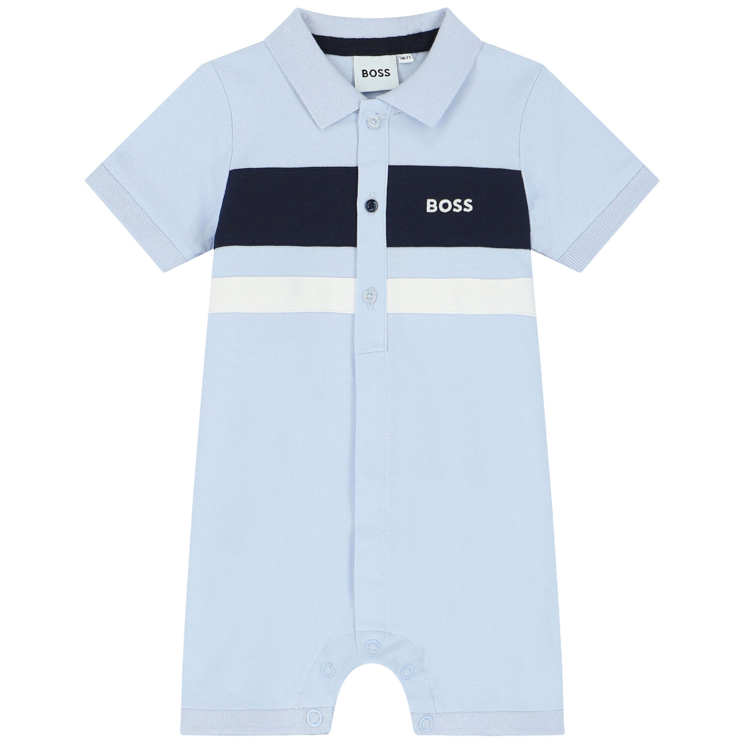 Baby Boys Blue Logo Polo Romper, 3, hi-res