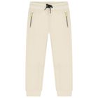 Boys Beige Logo Joggers, 1, hi-res