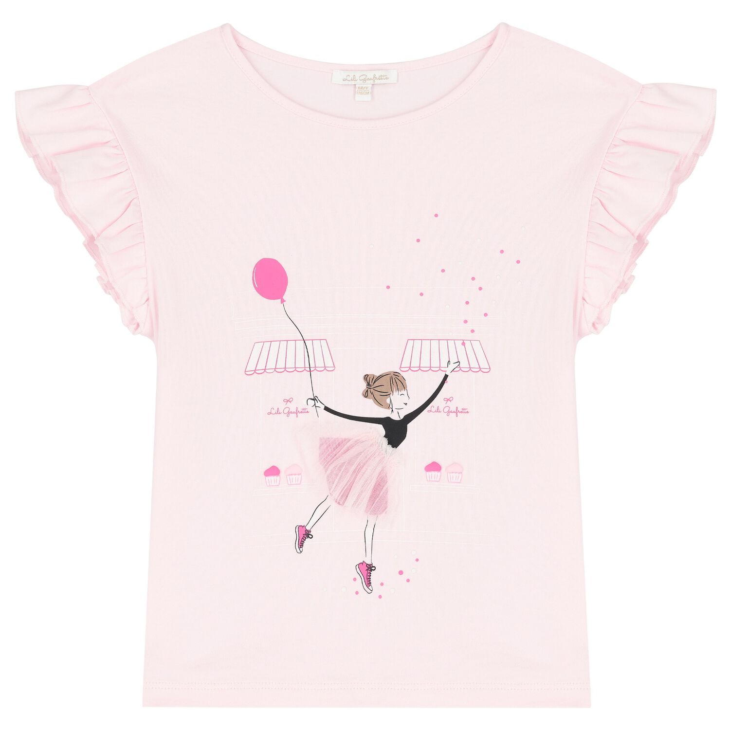 Girls Pink Ballerina Logo T-Shirt, 1, hi-res image number null