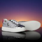 Girls Silver & Pink Logo Trainers, 1, hi-res