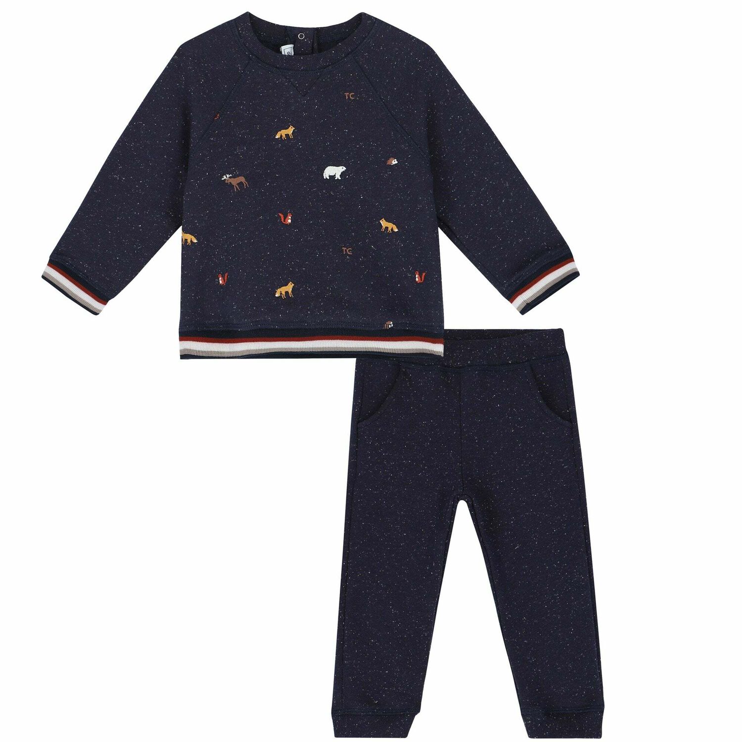 Baby Boys Navy Animals Tracksuit, 1, hi-res