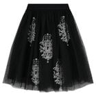 Girls Black Embellished Tulle Skirt, 1, hi-res