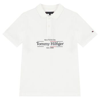 Boys White Logo Polo Shirt