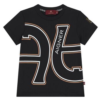 Younger Boys Black Logo T-Shirt