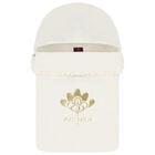 Baby Girls Ivory & Gold Flower Logo Nest, 1, hi-res