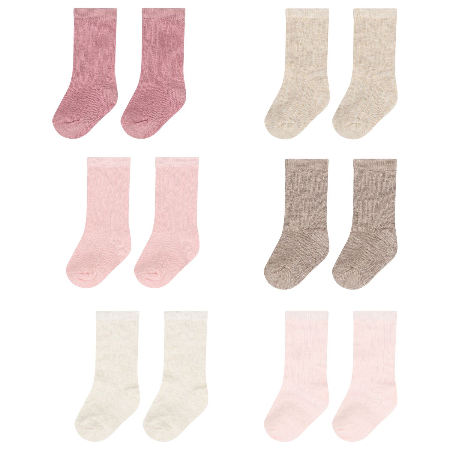 Baby Girls Pink, Beige & Ivory Socks ( 6 Pack ), 1, hi-res