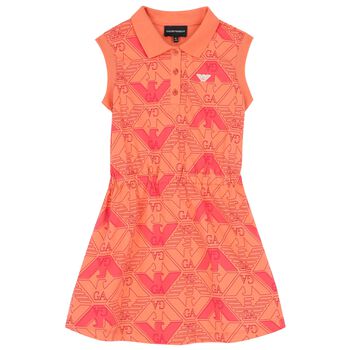 Girls Orange Logo Polo Dress