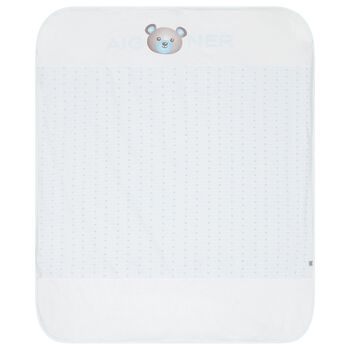 Baby Boys White & Blue Teddy Bear Blanket