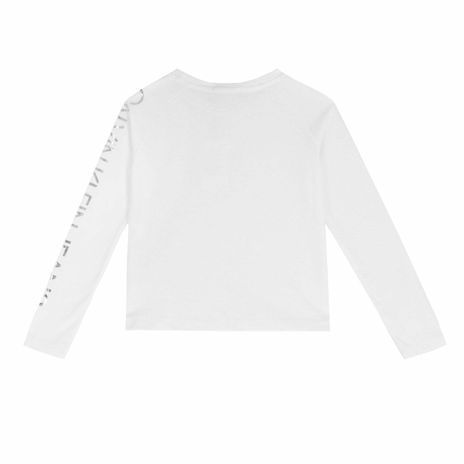 Girls White Logo Long Sleeve Top, 1, hi-res