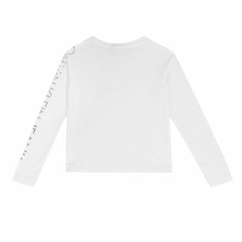 Girls White Logo Long Sleeve Top
