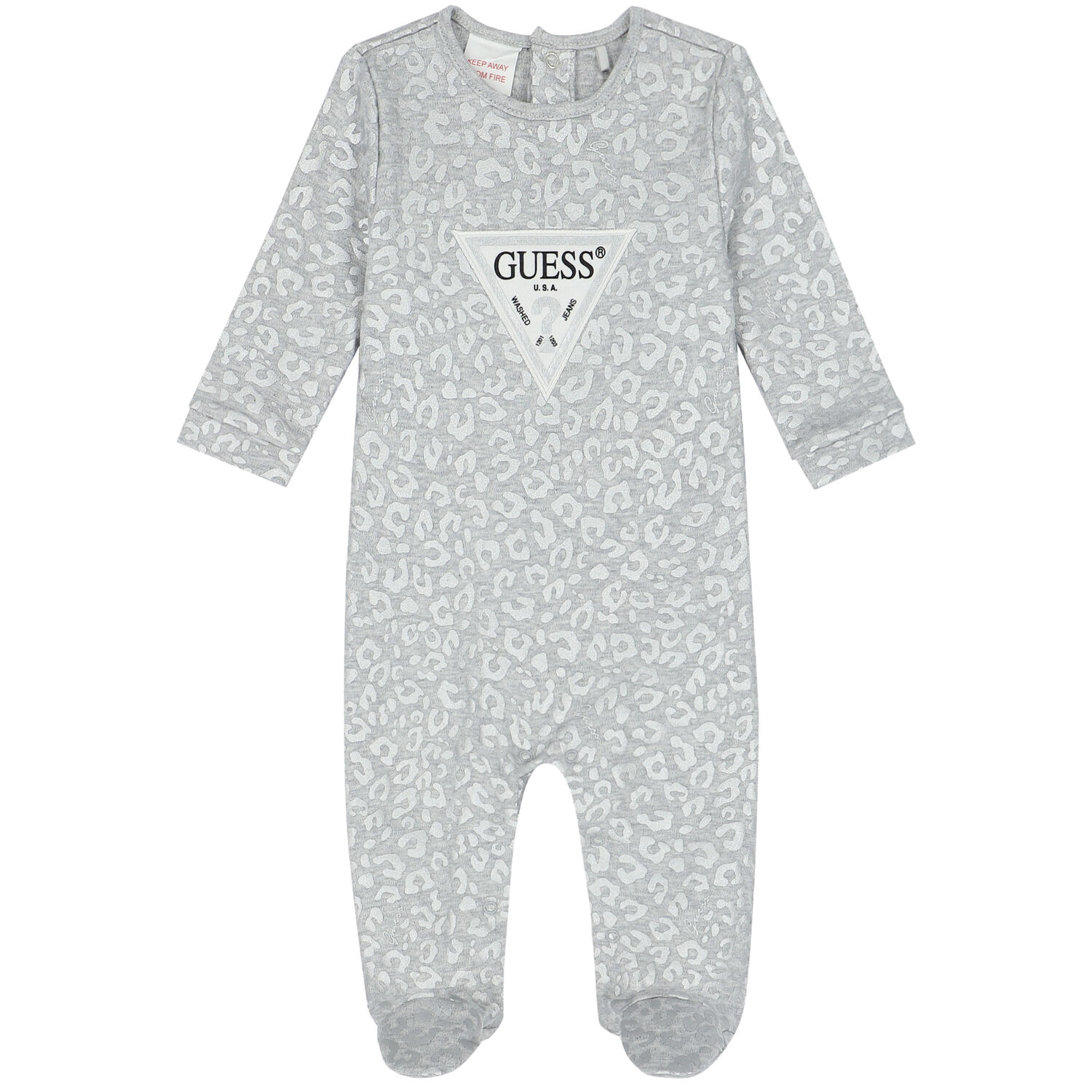 Baby Girls Grey Logo Babygrow, 1, hi-res