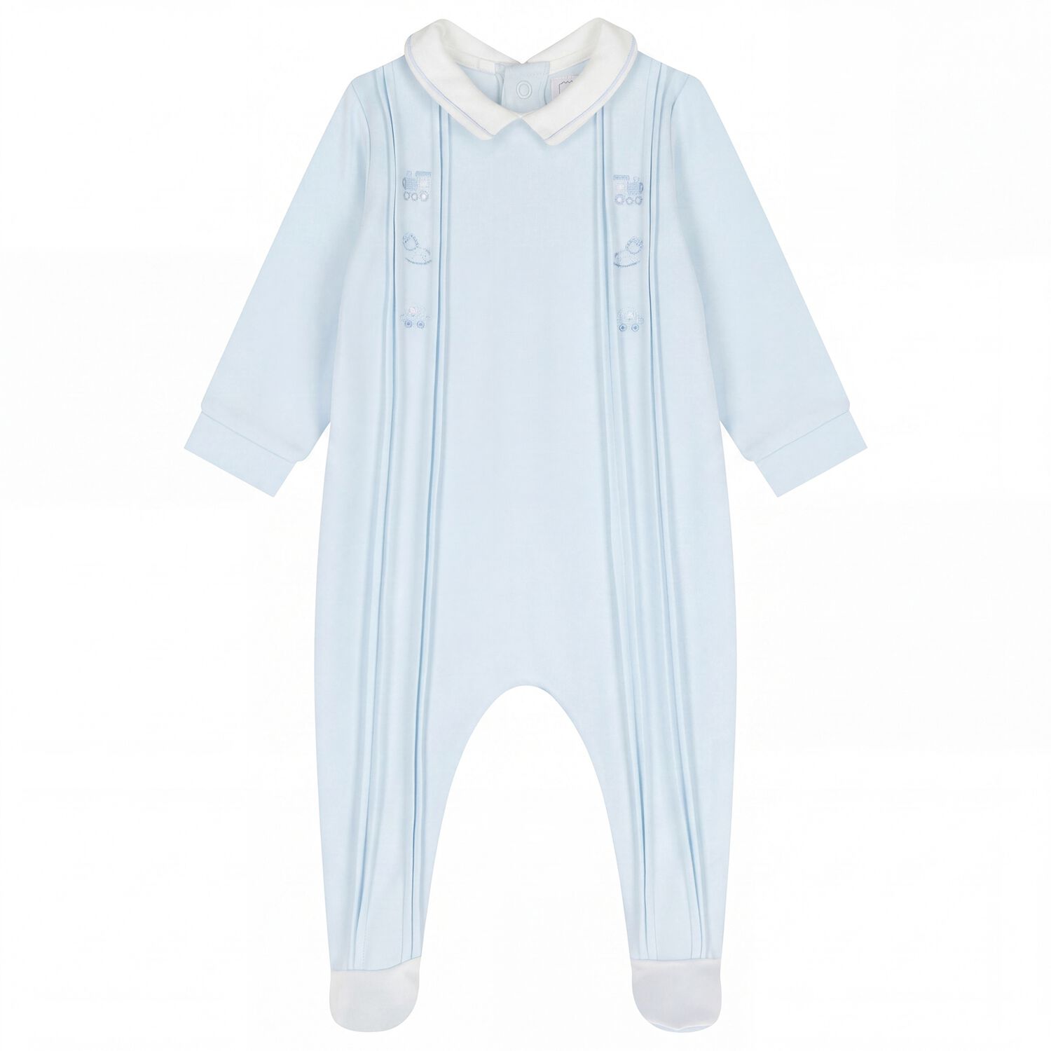 Baby Boys Blue Pintuck Babygrow , 1, hi-res