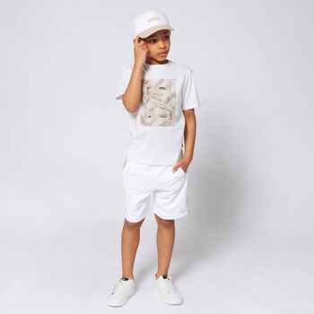 Younger Boys White Logo T-Shirt