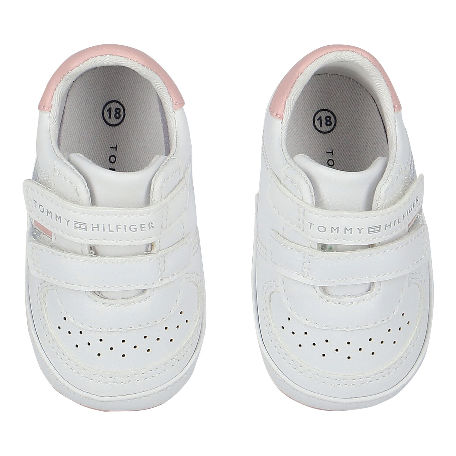 Baby Girls White Logo Pre Walker Shoes, 1, hi-res