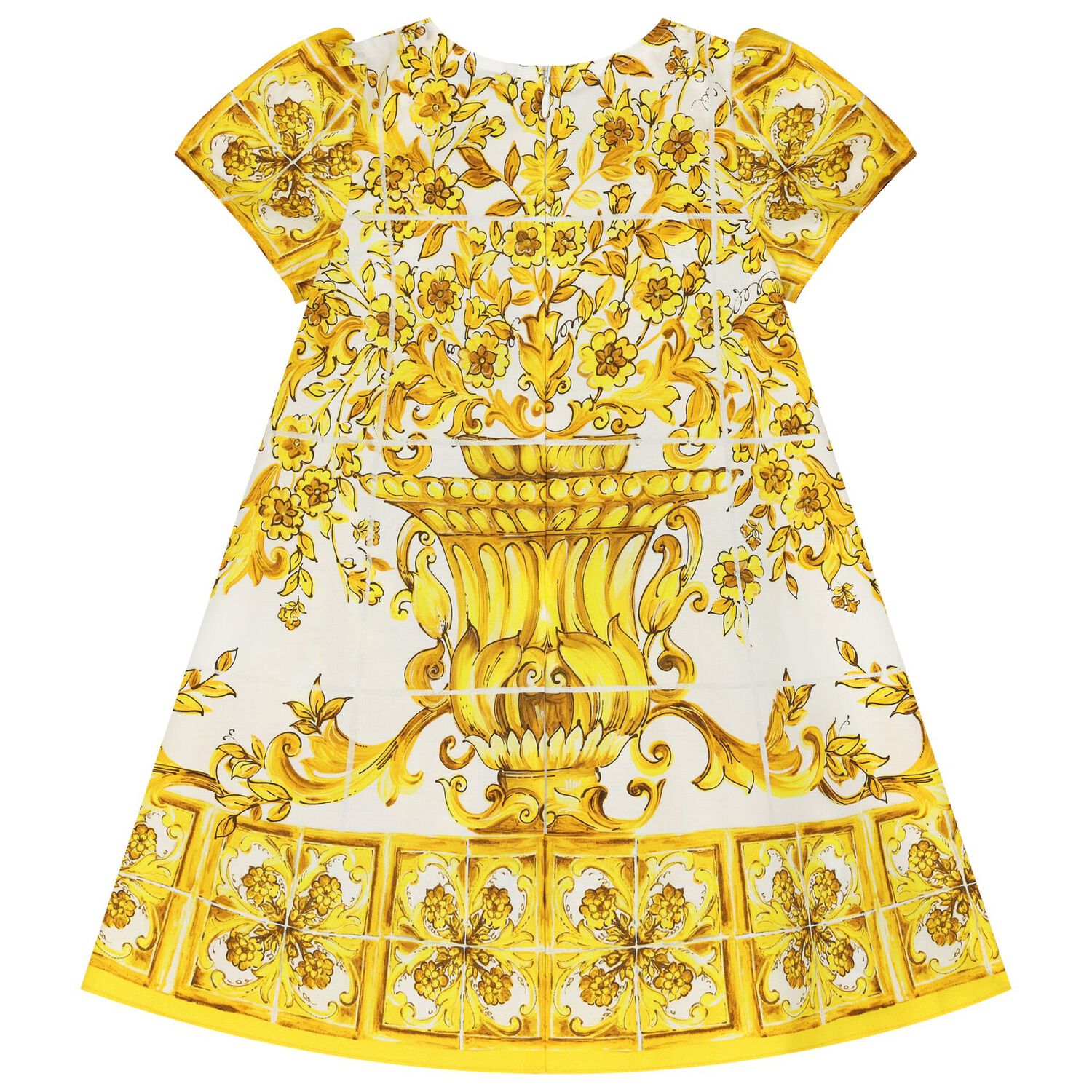 Baby Girls White & Yellow Majolica Dress Set, 1, hi-res