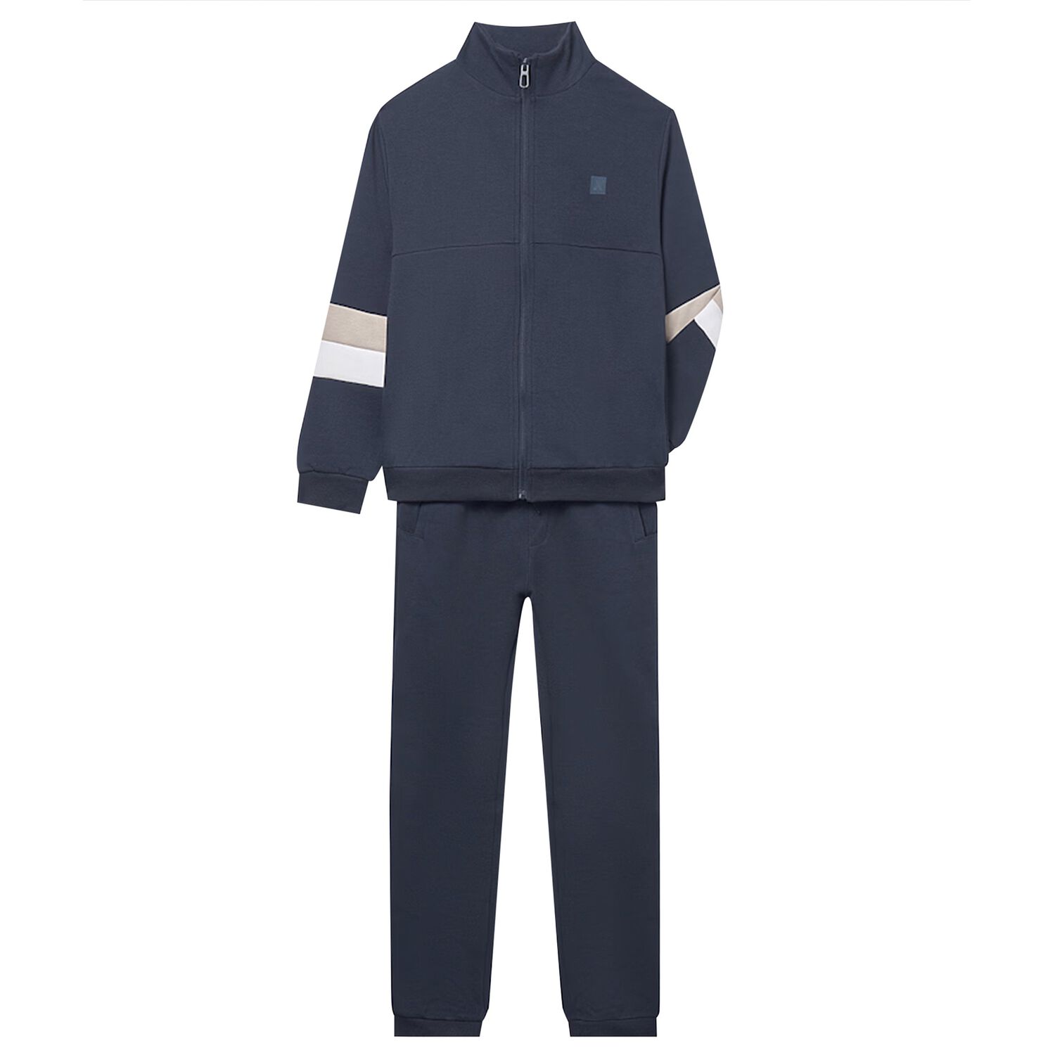 Boys Navy Blue Striped Tracksuit, 1, hi-res