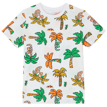 Girls White Palm Tree T-Shirt