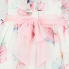 Younger Girls White Floral Chiffon Dress, 1, hi-res