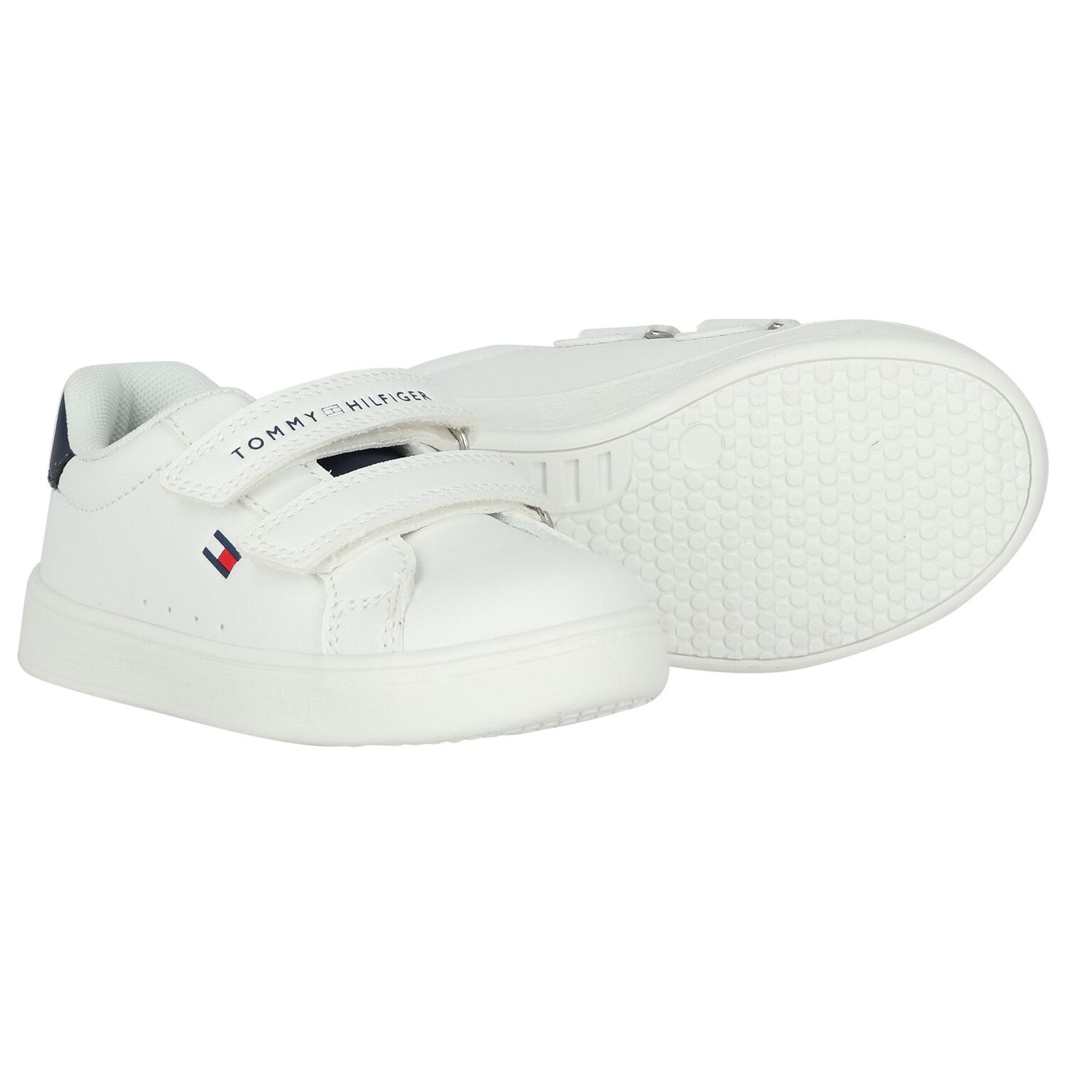 Boys White & Blue Logo Trainers, 1, hi-res