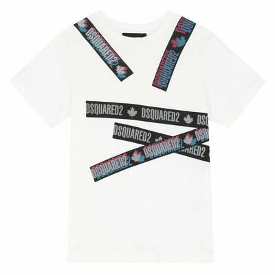 Boys White Graphic Print T-Shirt
