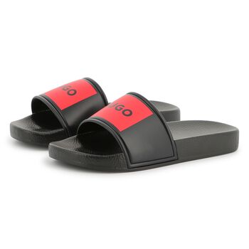 Boys Black Logo Sliders
