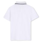 Boys White Logo Polo Shirt, 1, hi-res