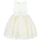 Girls Ivory Tulle Floral Dress, 1, hi-res