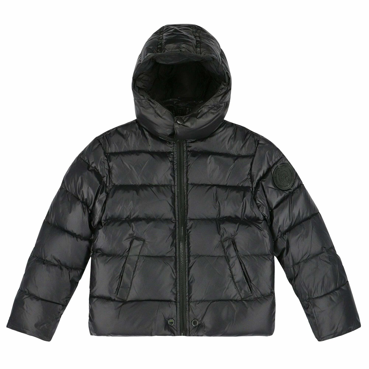Boys Black Puffer Jacket, 1, hi-res