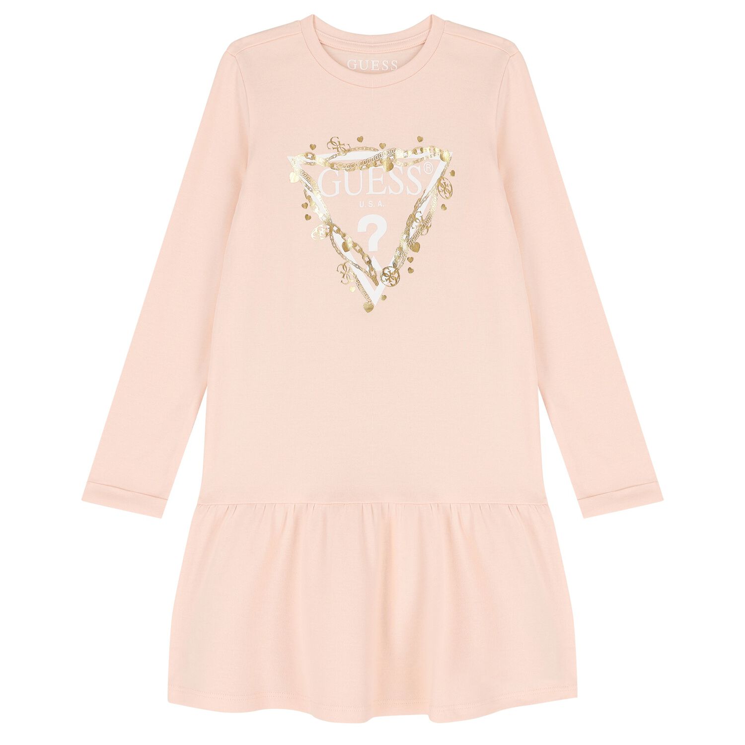 Girls Pink Logo Dress, 1, hi-res