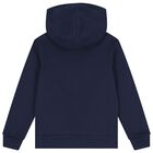 Boys Navy Blue Logo Hooded Top, 1, hi-res