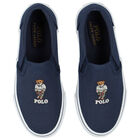 Boys Navy Polo Bear Trainers, 1, hi-res