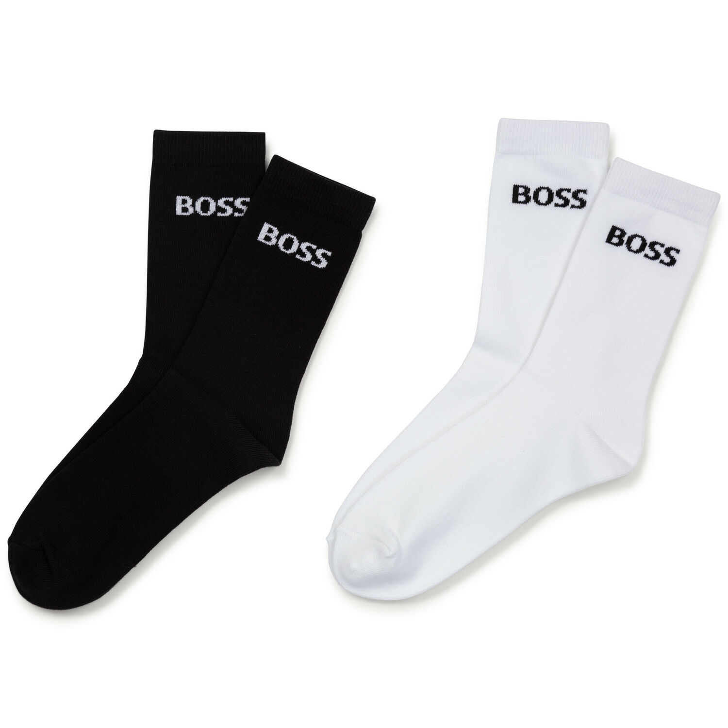 Boys Black & White Logo Socks (2 Pack), 1, hi-res