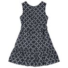 Girls Navy Blue Logo Dress, 1, hi-res
