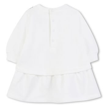Younger Girls White Logo Bag Dress