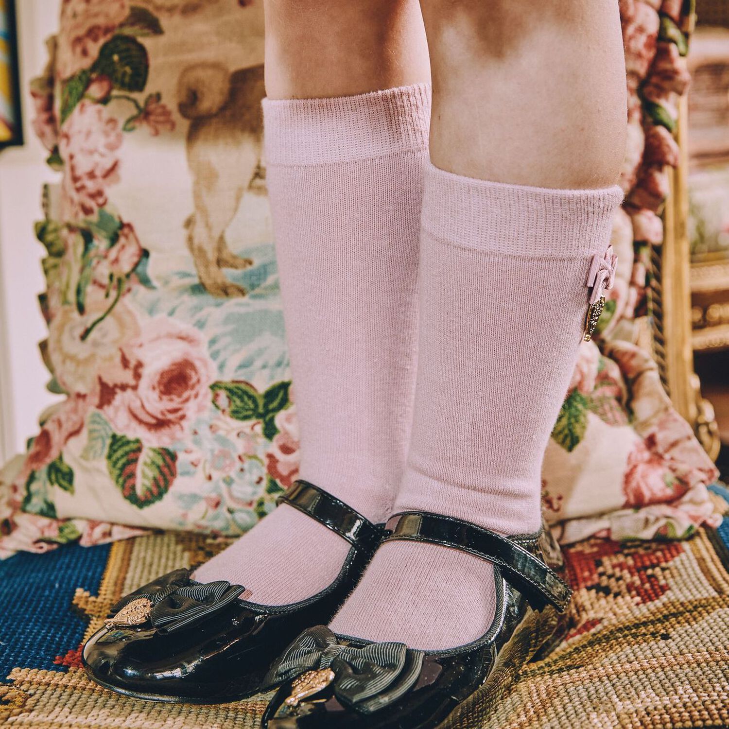 Girls Black Bow Ballerina Shoes, 2, hi-res