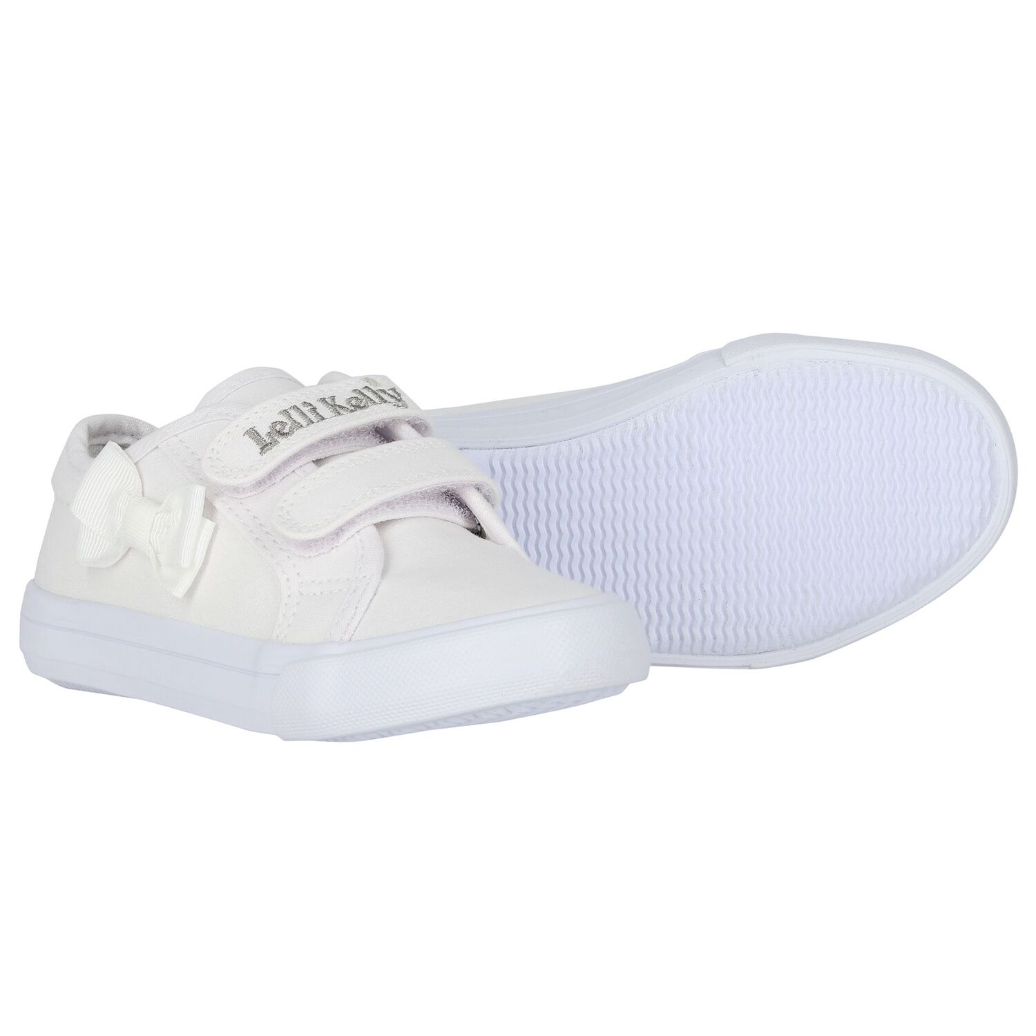 Girls White Logo Bow Shoes, 1, hi-res