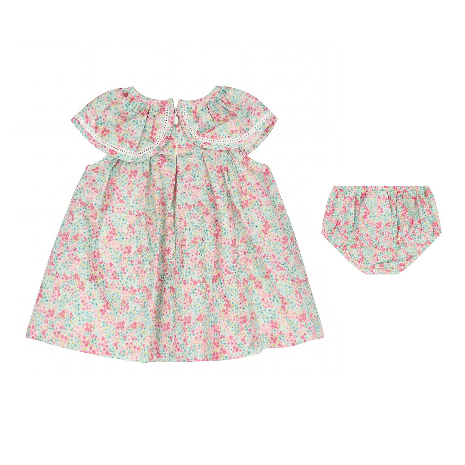 Baby Girls Green & Red Floral Dress Set, 2, hi-res