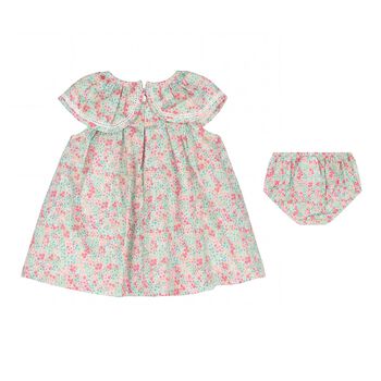 Baby Girls Green & Red Floral Dress Set