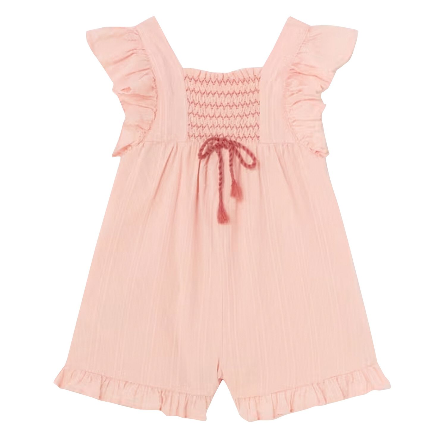 Younger Girls Pink Shirred Playsuit, 1, hi-res image number null