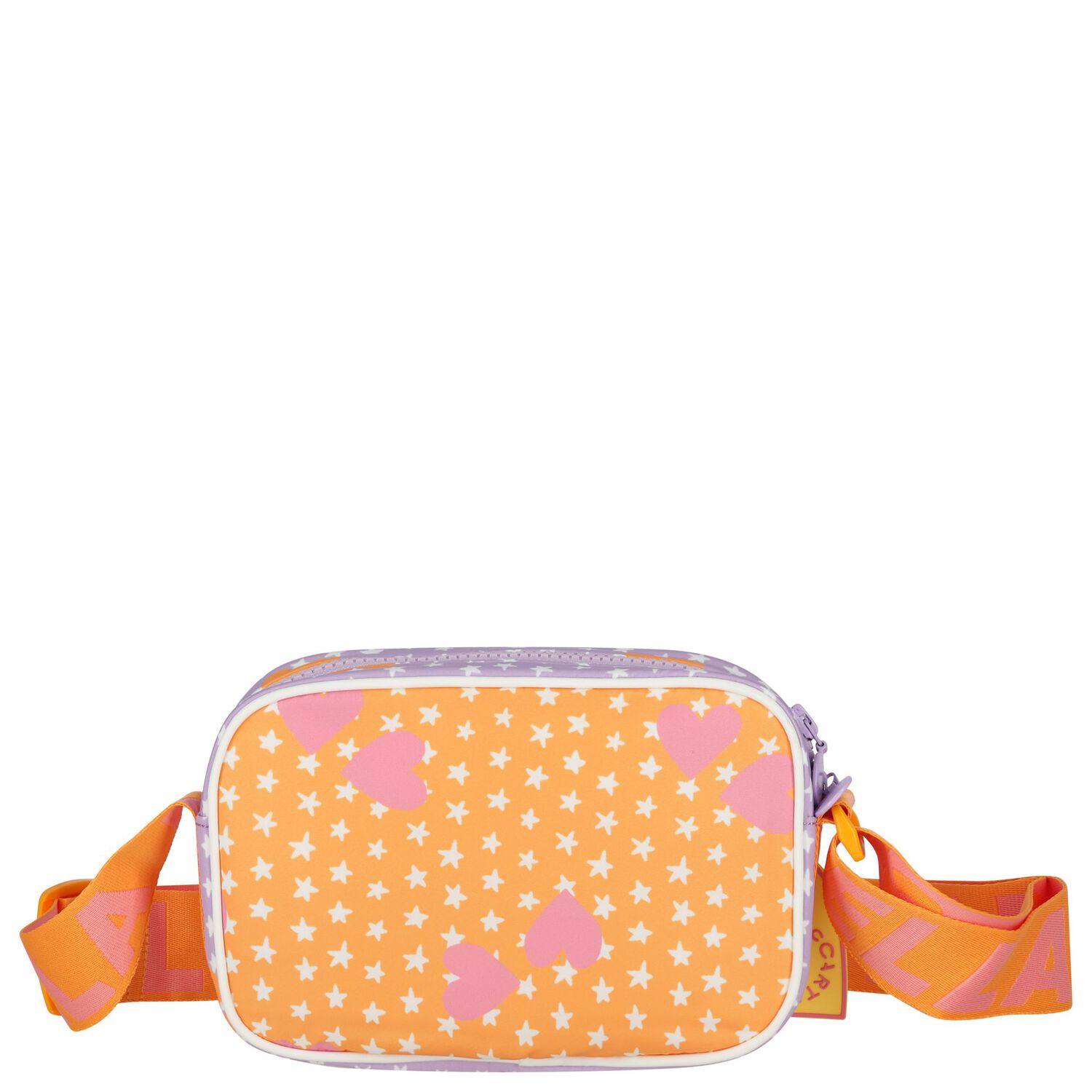 Girls Orange & Pink Hearts & Stars Bag, 1, hi-res