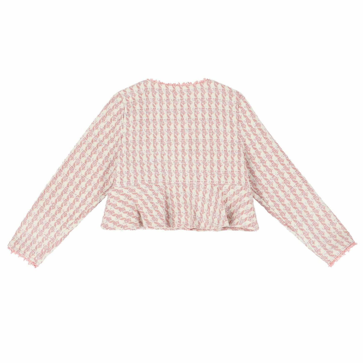 Girls White & Pink Tweed Jacket, 1, hi-res